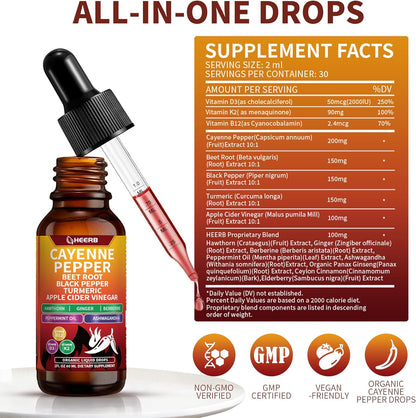 Cayenne Pepper Drops with Beetroot, Turmeric, Vitamin D3 & K2 Online
